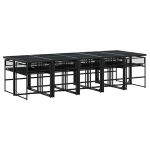 11-tlg. Garten Essgruppe Schwarz Poly Rattan