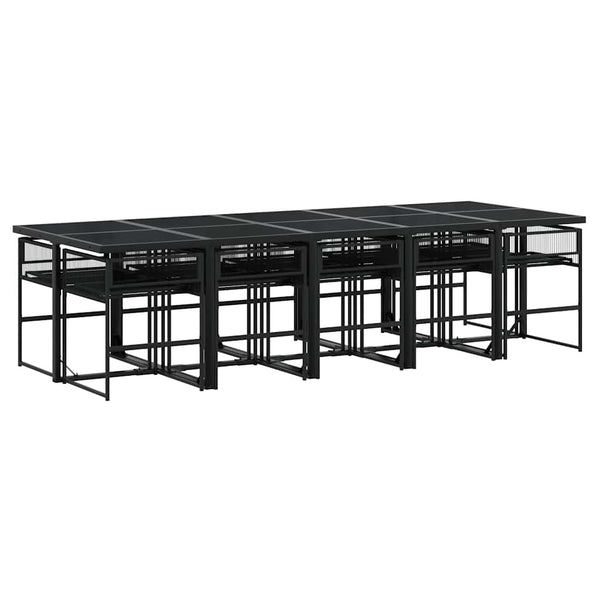 11-tlg. Garten Essgruppe Schwarz Poly Rattan