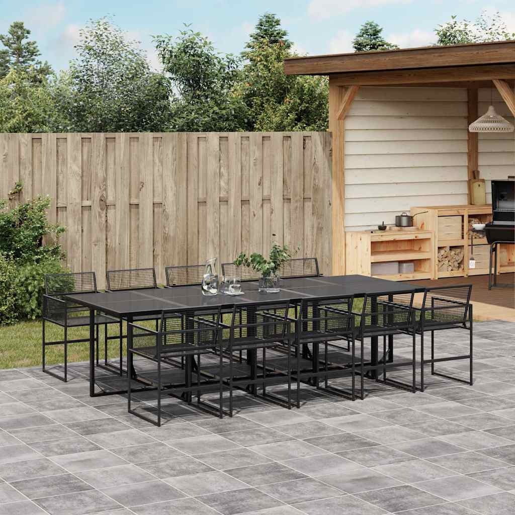 11-tlg. Garten Essgruppe Schwarz Poly Rattan