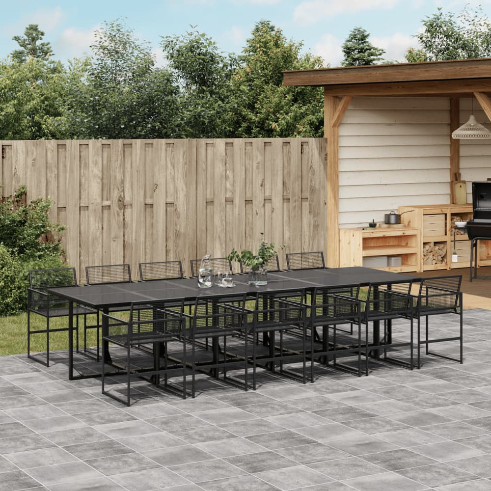 vidaXL Salon de jardin à dîner 13 pcs Noir Résine tressée
