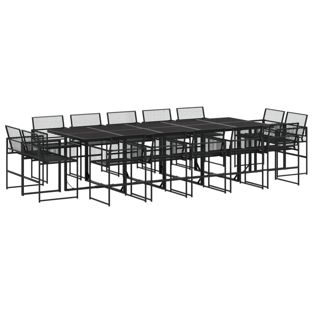 15-tlg. Garten Essgruppe Schwarz Poly Rattan