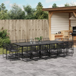 15-tlg. Garten Essgruppe Schwarz Poly Rattan