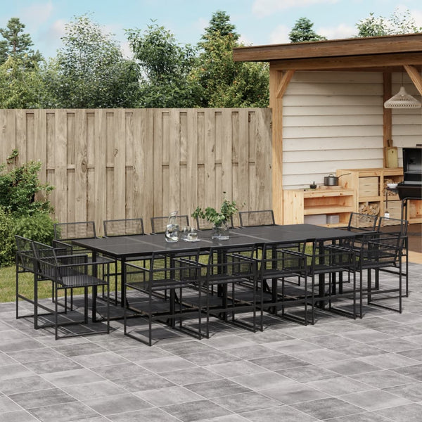 15-tlg. Garten Essgruppe Schwarz Poly Rattan