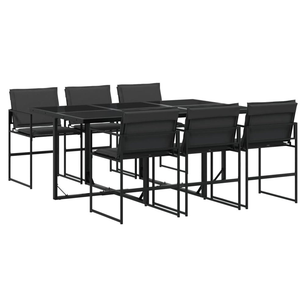 vidaXL Ensemble de salle à manger de jardin 7 pièces avec coussins Noir Textilène