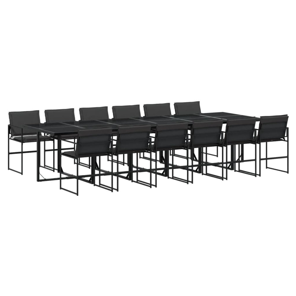 vidaXL Ensemble de salle à manger de jardin 13 pièces avec coussins textilène noir
