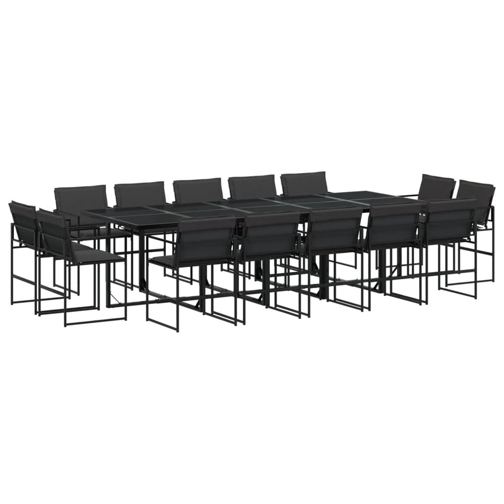 vidaXL Ensemble repas de jardin 15 pcs avec coussins textilène noir
