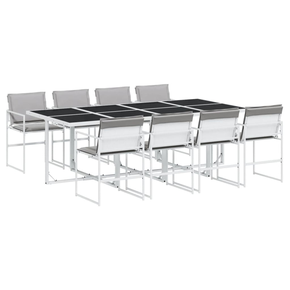 vidaXL Salon de jardin à dîner 9 pcs avec coussins Blanc Textilène