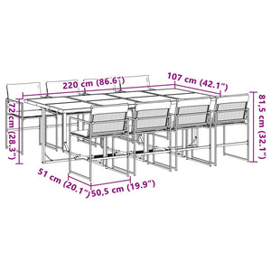 9-teilige Garten Essgruppe mit Textilene Kissen