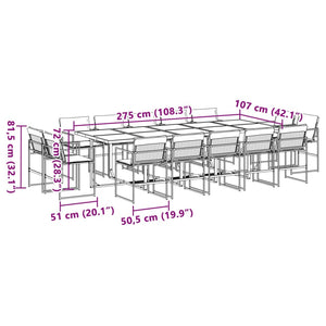 15-teilige Garten Essgruppe mit Textilene