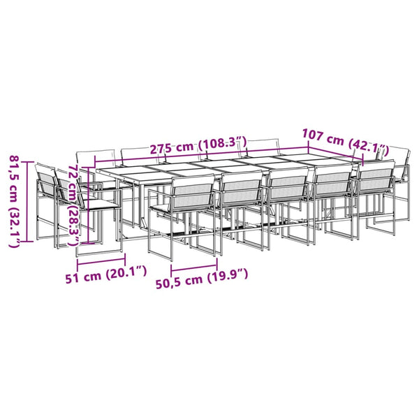15-teilige Garten Essgruppe mit Textilene