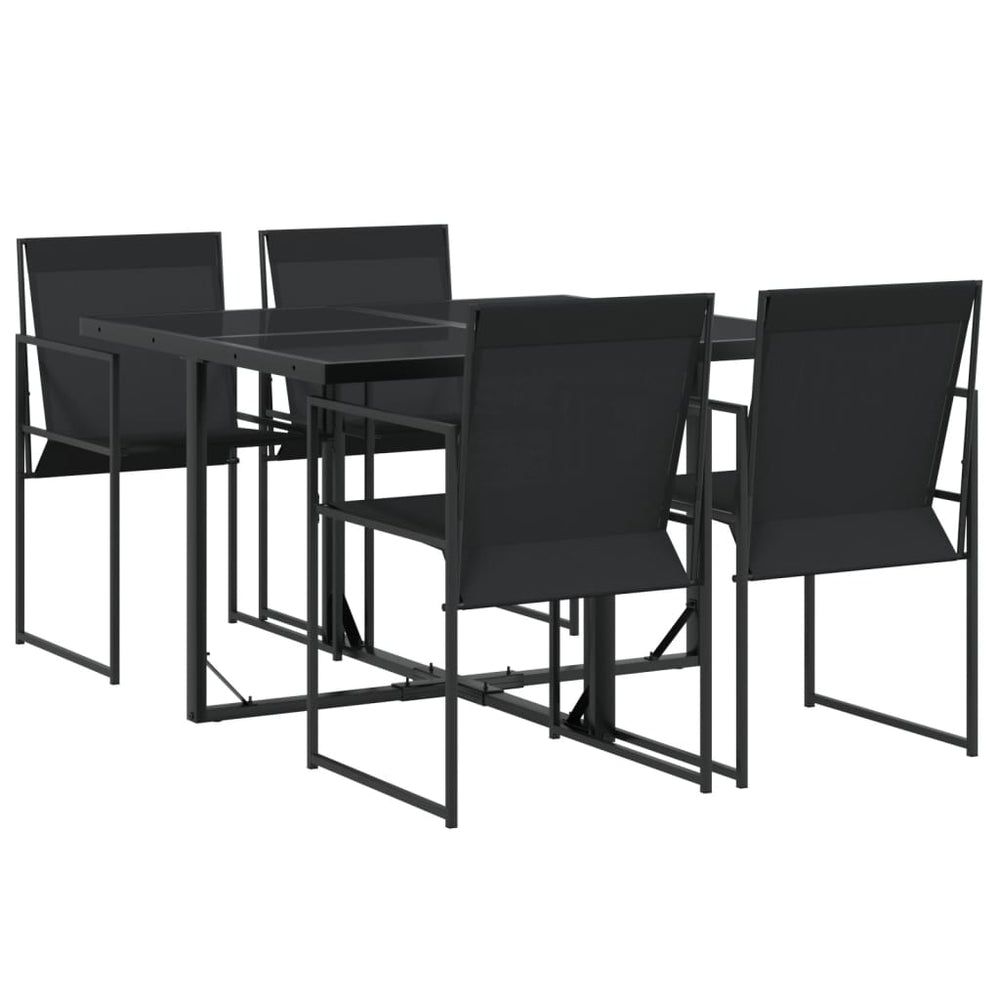 vidaXL Ensemble repas de jardin 5 pcs Noir Textilène