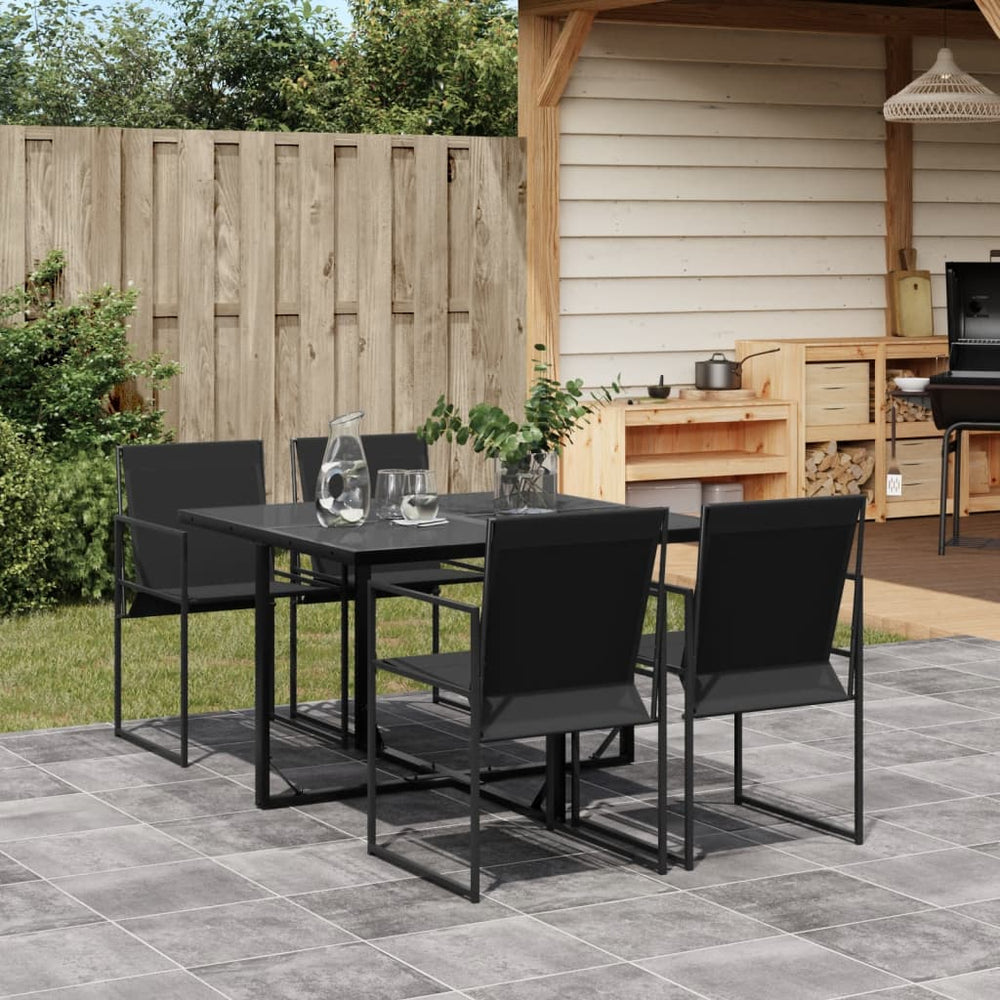 vidaXL Ensemble repas de jardin 5 pcs Noir Textilène