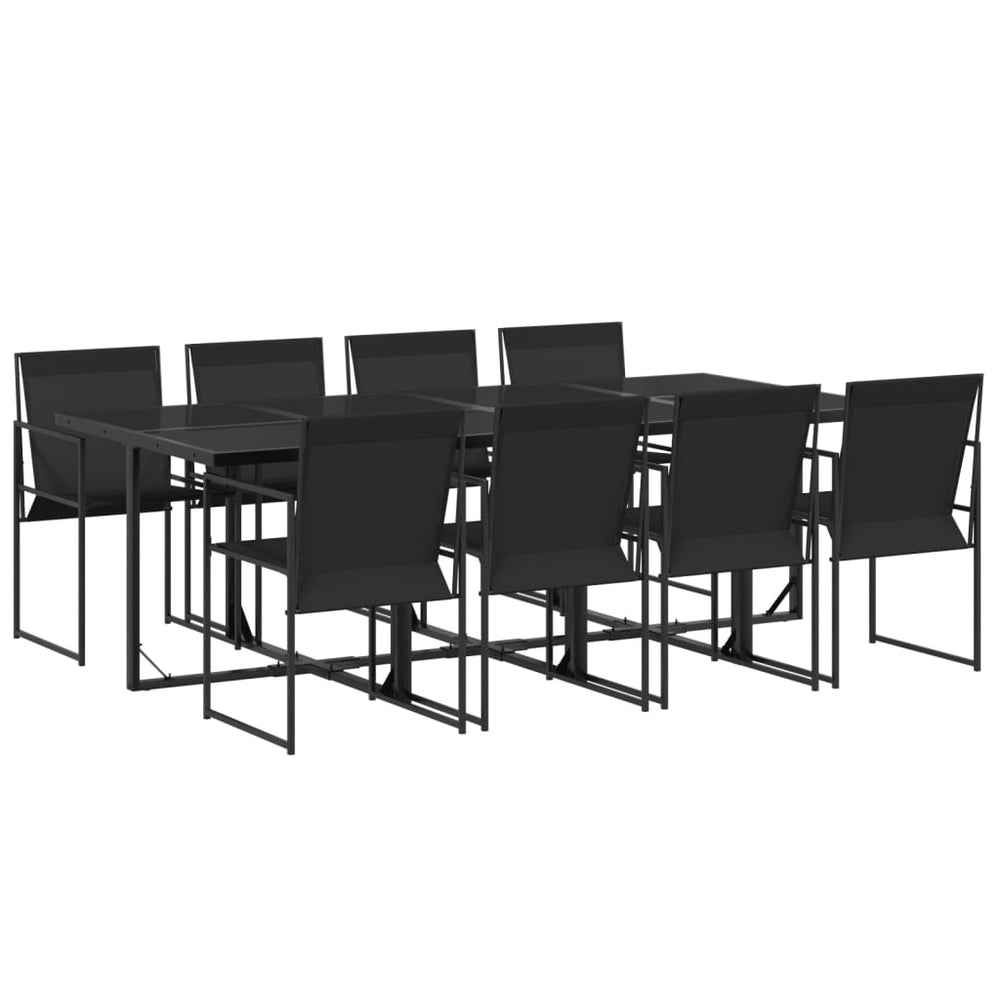 vidaXL Salle à manger de jardin 9 pcs Noir Textile