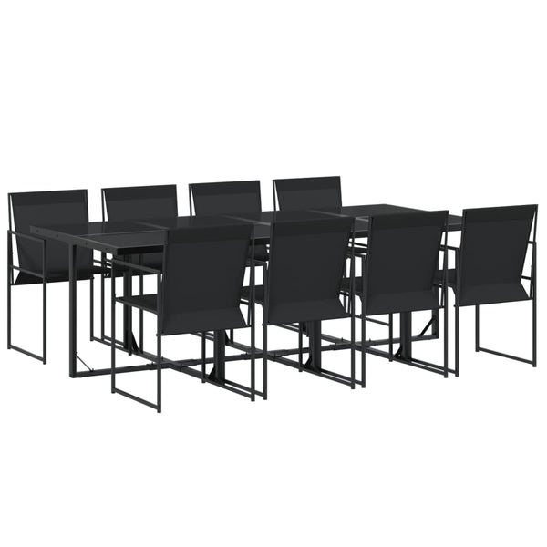 9-teilige Garten Essgruppe Schwarz Textilene