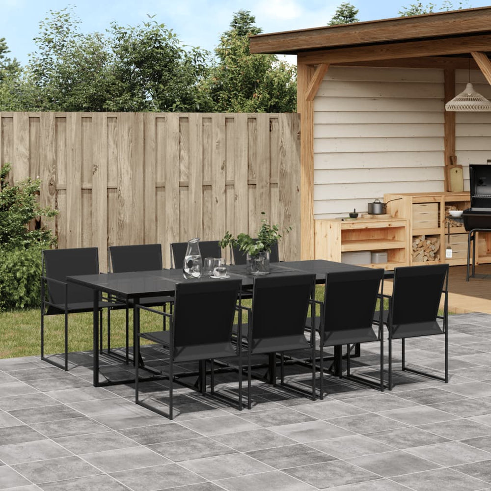 vidaXL Salle à manger de jardin 9 pcs Noir Textile
