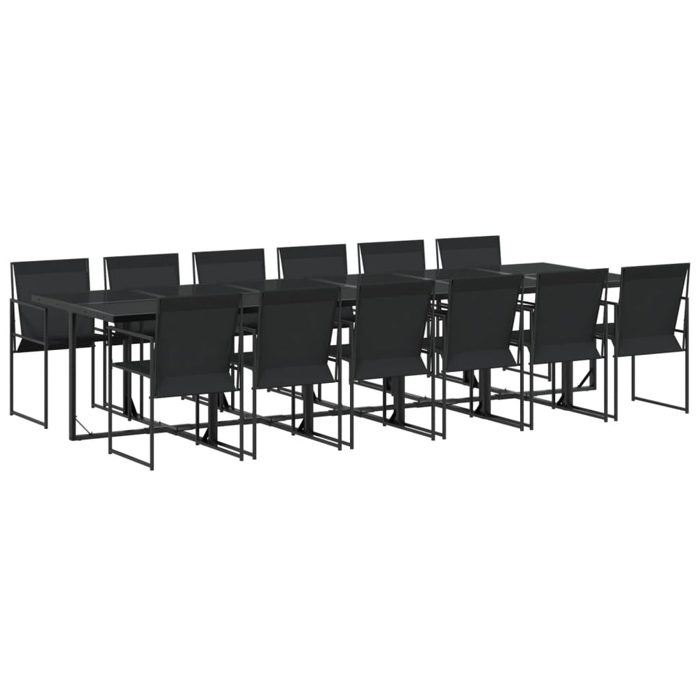 vidaXL Ensemble repas de jardin 13 pcs Noir Textilène