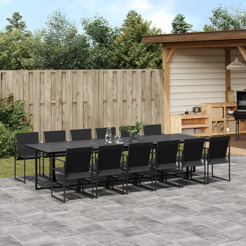 vidaXL Ensemble repas de jardin 13 pcs Noir Textilène