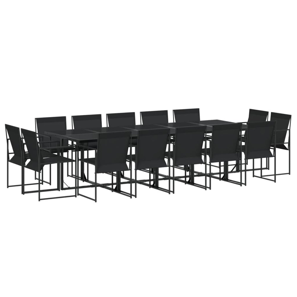 vidaXL Salle à manger de jardin 15 pcs Noir Textile
