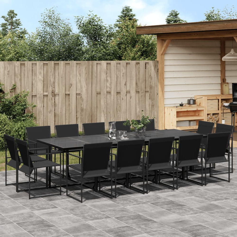 vidaXL Salle à manger de jardin 15 pcs Noir Textile