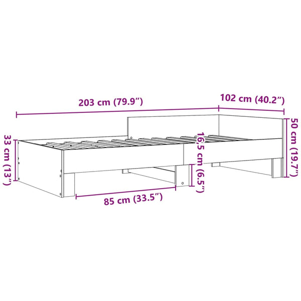 Bettgestell Grau Sonoma 100x200 cm