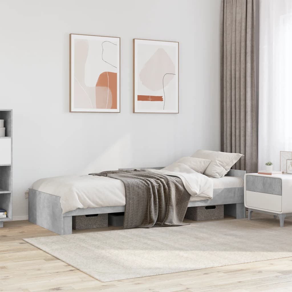 Bettgestell Betongrau 75x190 cm