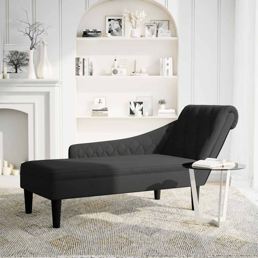 Schwarze Chaiselongue mit Kissen