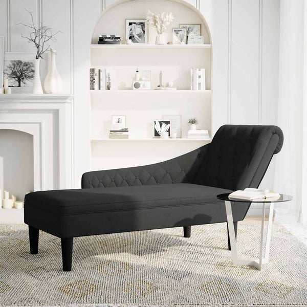 Schwarze Chaiselongue mit Kissen