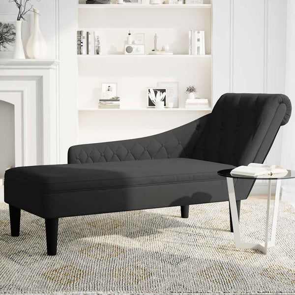 Schwarze Chaiselongue mit Kissen