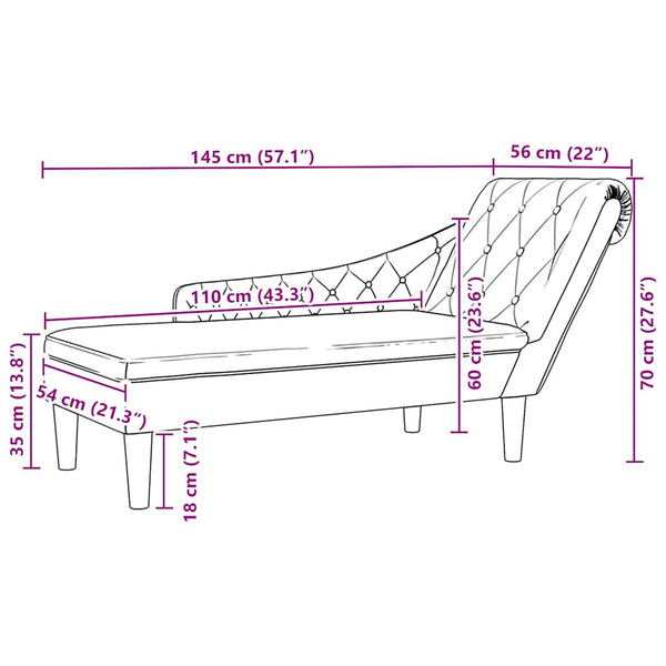 Schwarze Chaiselongue mit Kissen