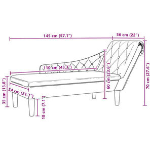 Taupe Chaiselongue mit Rechter Armlehne