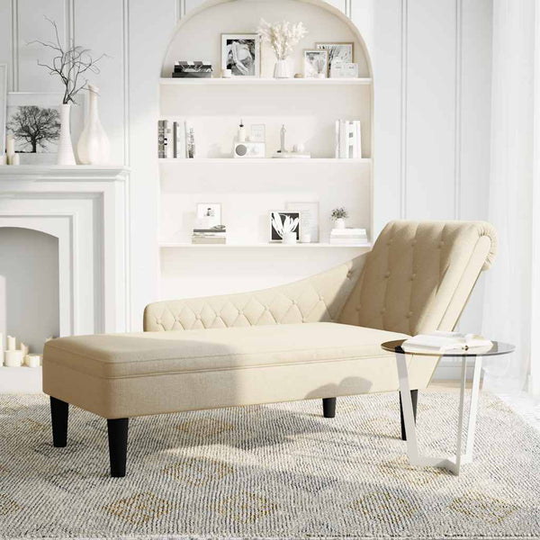 Creme Chaiselongue mit Kissen, Rechte Armlehne