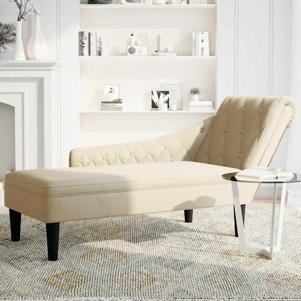 Creme Chaiselongue mit Kissen, Rechte Armlehne