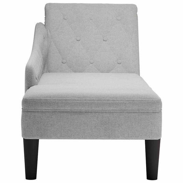Chaiselongue Wolkengrau mit Armlehne Rechts