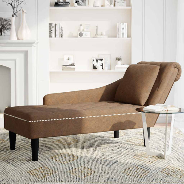 Braune Kunstleder Chaiselongue mit Kissen