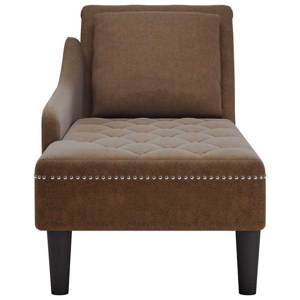 Braune Kunstleder Chaiselongue mit Kissen