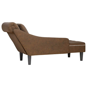 Braune Kunstleder Chaiselongue mit Kissen