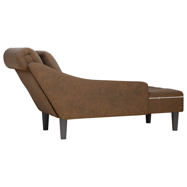 Braune Kunstleder Chaiselongue mit Kissen