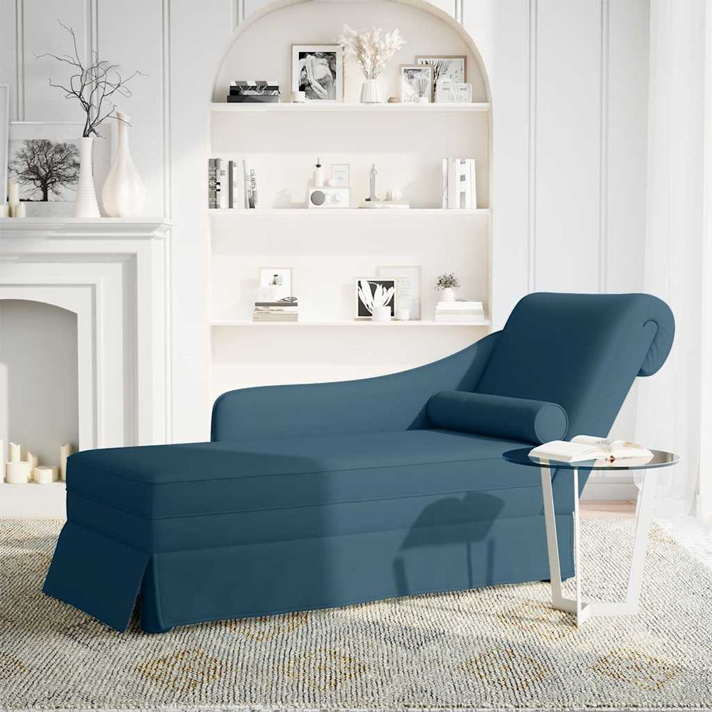 vidaXL Méridienne avec Traversin et Accoudoir Droit Velours Bleu