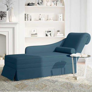 Blaue Samt Chaiselongue mit Nackenrolle