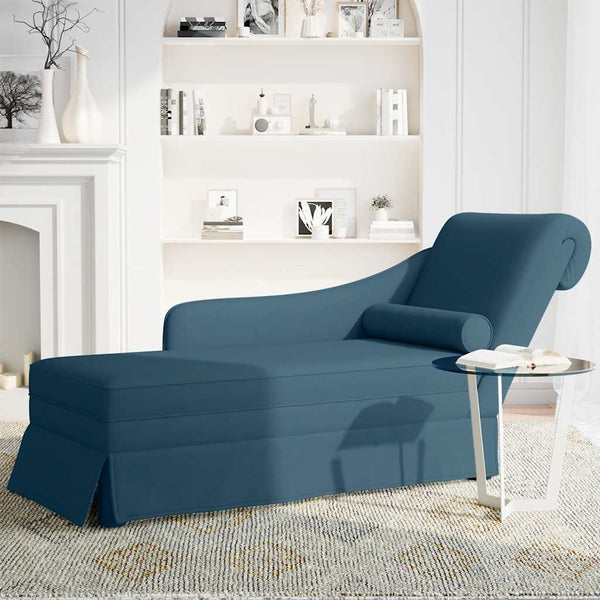 Blaue Samt Chaiselongue mit Nackenrolle