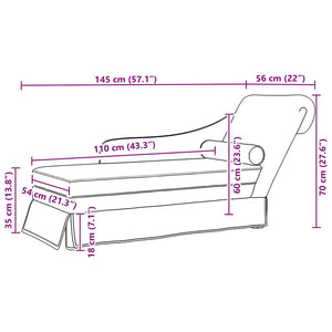Blaue Samt Chaiselongue mit Nackenrolle