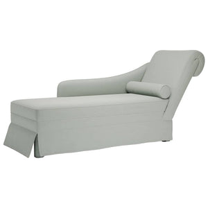 Hellgraue Samt Chaiselongue mit Nackenrolle