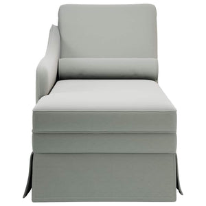 Hellgraue Samt Chaiselongue mit Nackenrolle