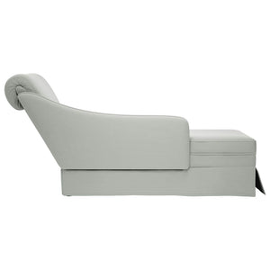 Hellgraue Samt Chaiselongue mit Nackenrolle