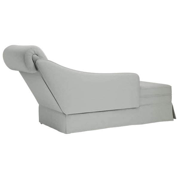 Hellgraue Samt Chaiselongue mit Nackenrolle
