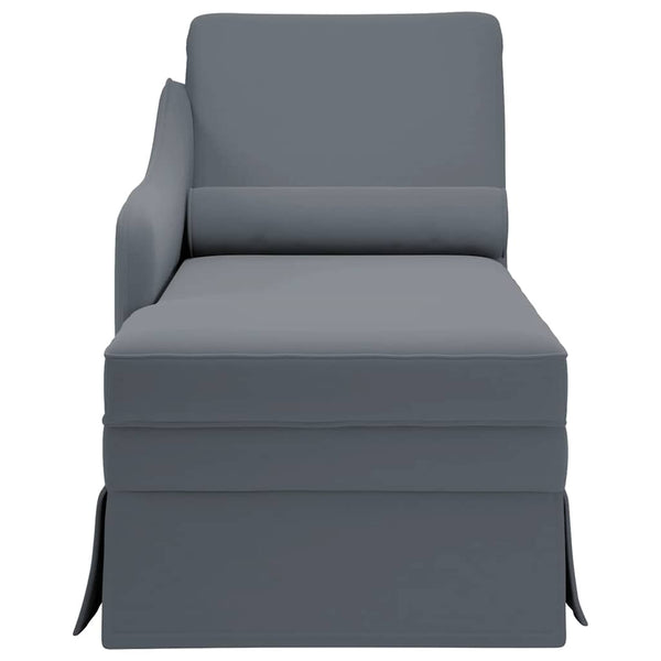 Dunkelgraue Samt Chaiselongue mit Nackenrolle