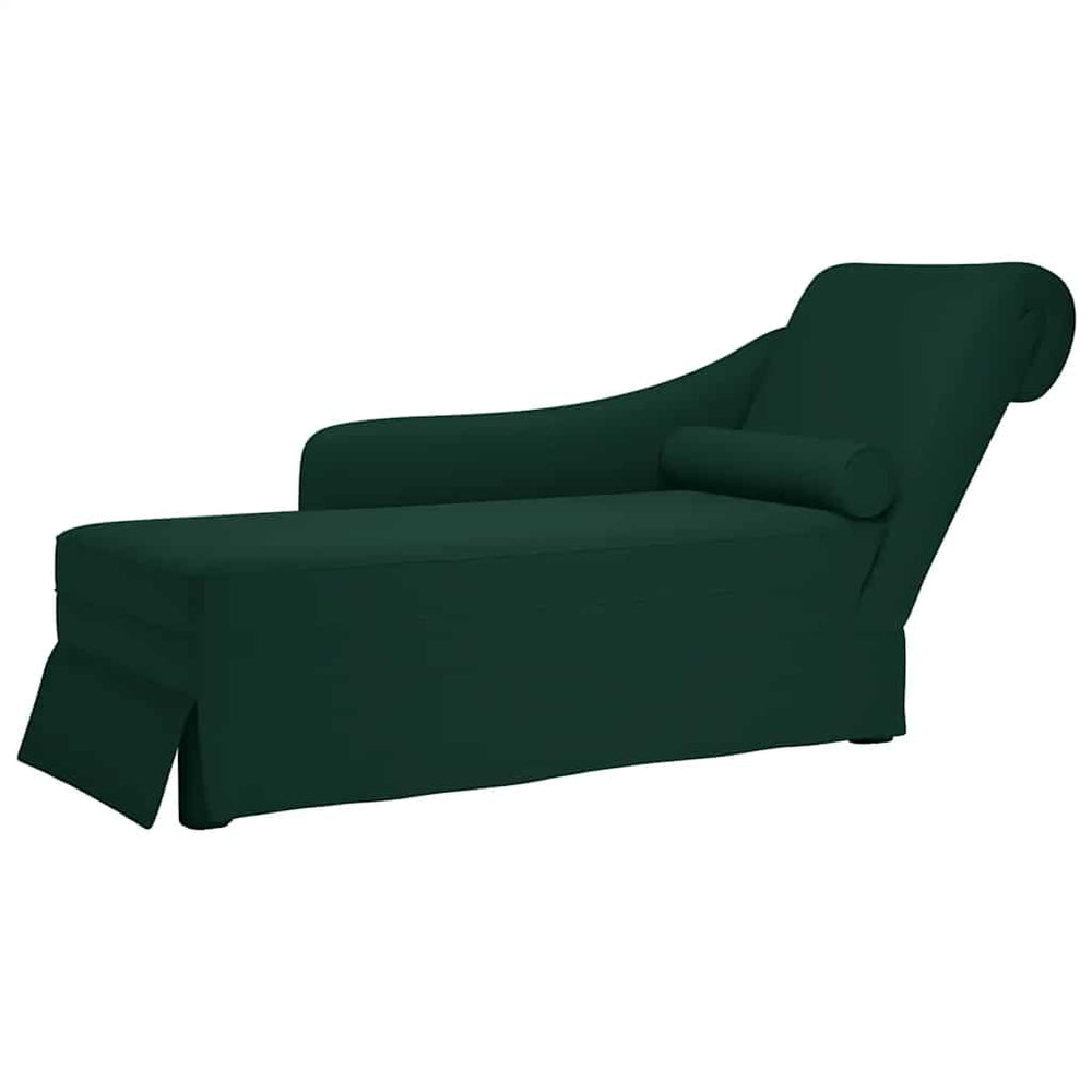 vidaXL Chaise longue avec traversin Accoudoir droit Velours vert foncé