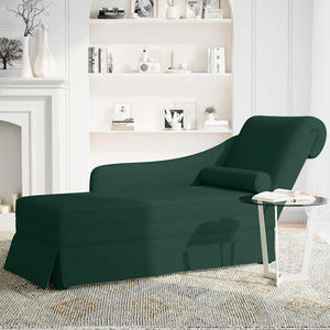 Dunkelgrüne Samt Chaiselongue mit Nackenrolle