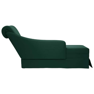 Dunkelgrüne Samt Chaiselongue mit Nackenrolle