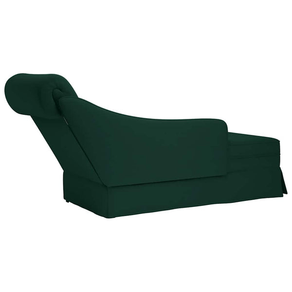 Dunkelgrüne Samt Chaiselongue mit Nackenrolle